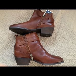 Leather brown booties never worn.